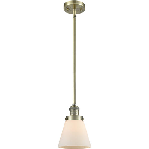 Franklin Restoration Cone LED 6 inch Antique Brass Mini Pendant Ceiling Light in Matte White, Franklin Restoration