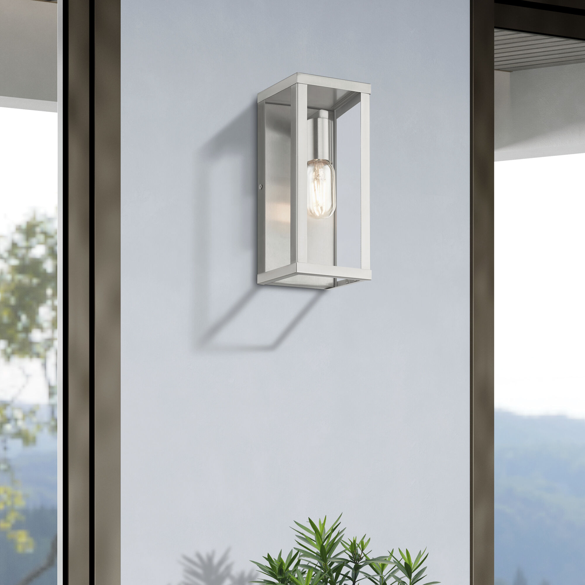Gaffney 1 Light 11 inch Brushed Nickel Outdoor Wall Lantern, Medium