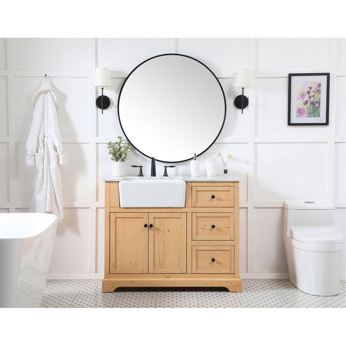 Franklin 42 X 22 X 35 inch Natural Wood Bathroom Vanity Cabinet