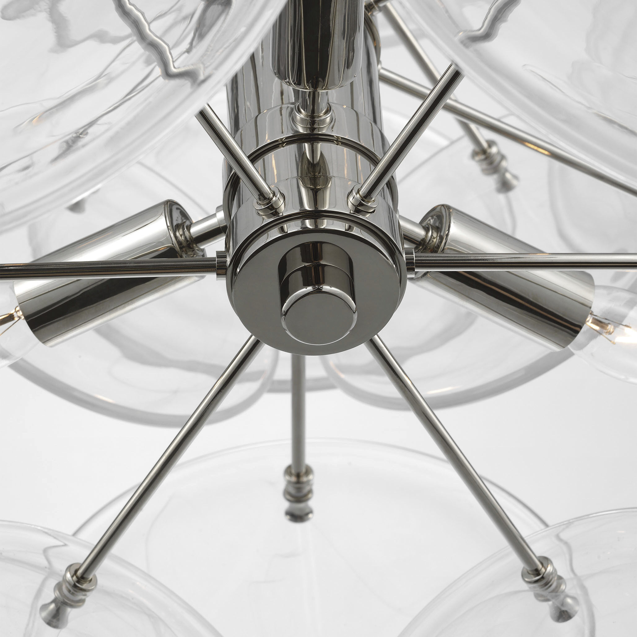 AERIN Loire 6 Light 20 inch Polished Nickel Barrel Chandelier Ceiling Light in Clear Strie Glass, Medium