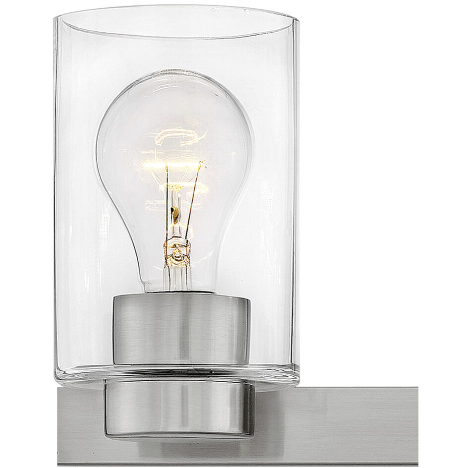 Miley 3 Light 21.5 inch Brushed Nickel Vanity Light Wall Light in Clear, Non-LED