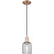 Bridal Veil 1 Light 5 inch Antique Copper Mini Pendant Ceiling Light in Light Smoke Glass