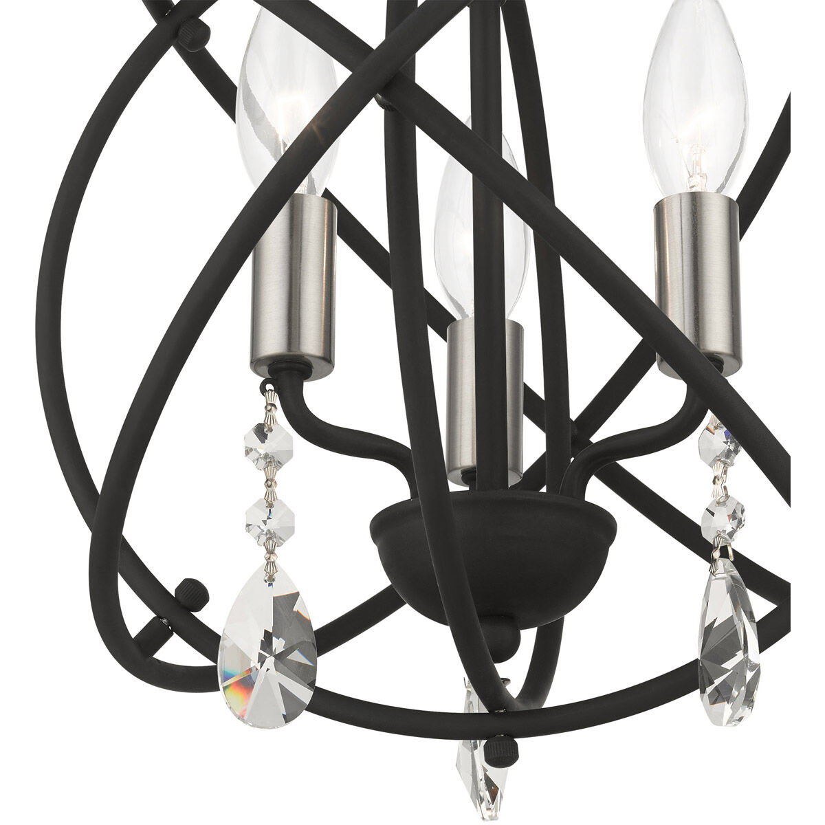 Aria 3 Light 12.63 inch Black Convertible Chandelier / Semi Flush Ceiling Light