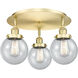 Beacon 3 Light 17.75 inch Satin Gold Flush Mount Ceiling Light in Seedy