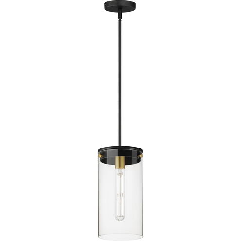 Pinn 1 Light 8 inch Black/Satin Brass Single Pendant Ceiling Light