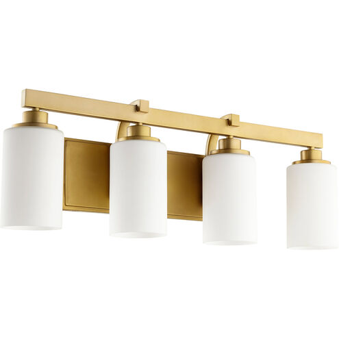 Lancaster 4 Light 28 inch Aged Brass Vanity Light Wall Light, back plate is 12 x 5
