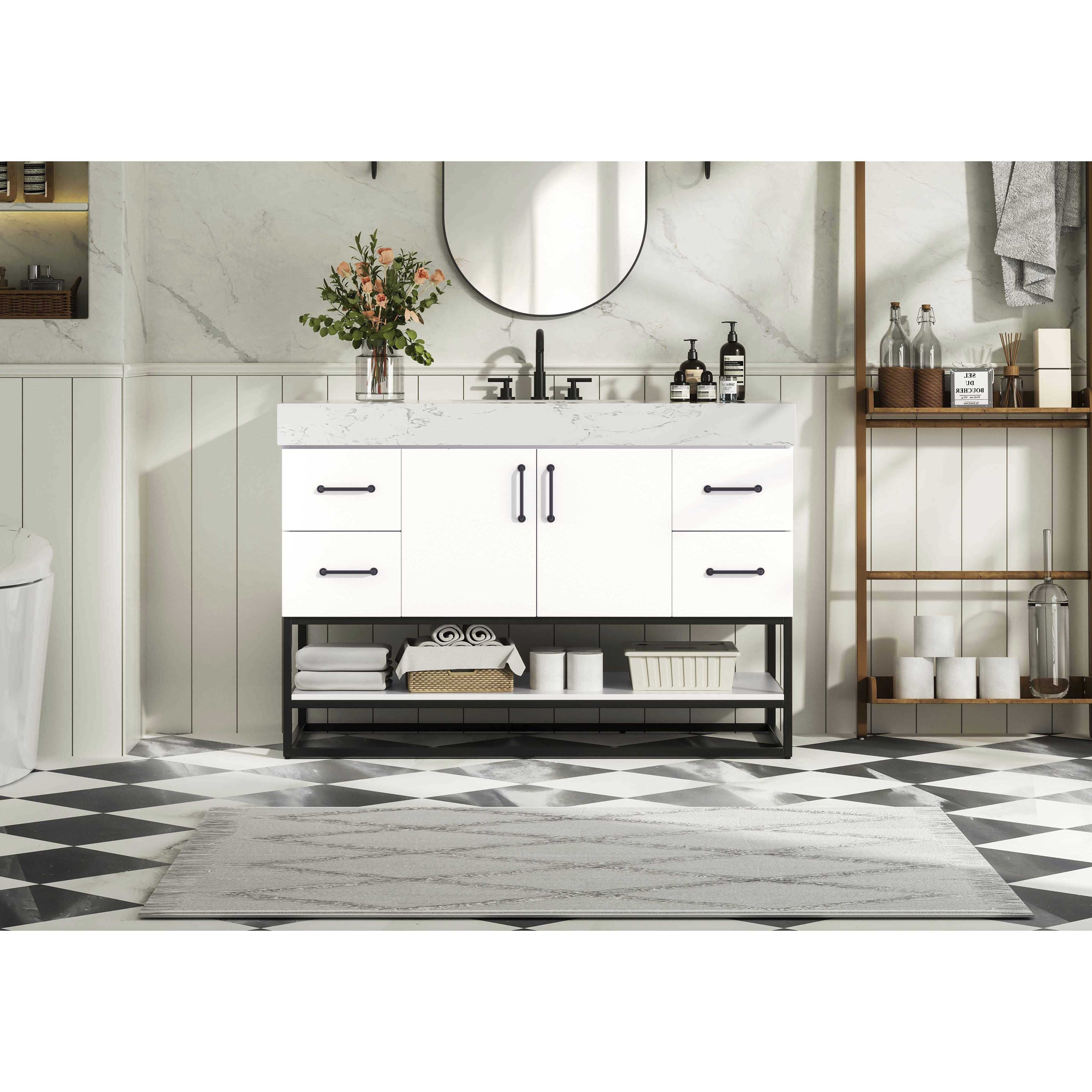 Caroline 48 X 34 inch White Bathroom Vanity Cabinet