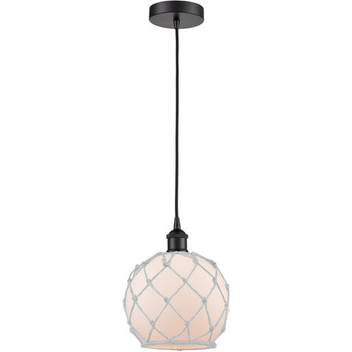 Edison Farmhouse Rope LED 8 inch Matte Black Mini Pendant Ceiling Light