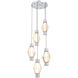 Aalto Mandrel LED Classic Silver Multi Pendant Chandelier Ceiling Light in 3000K LED, Optic Rib Amber