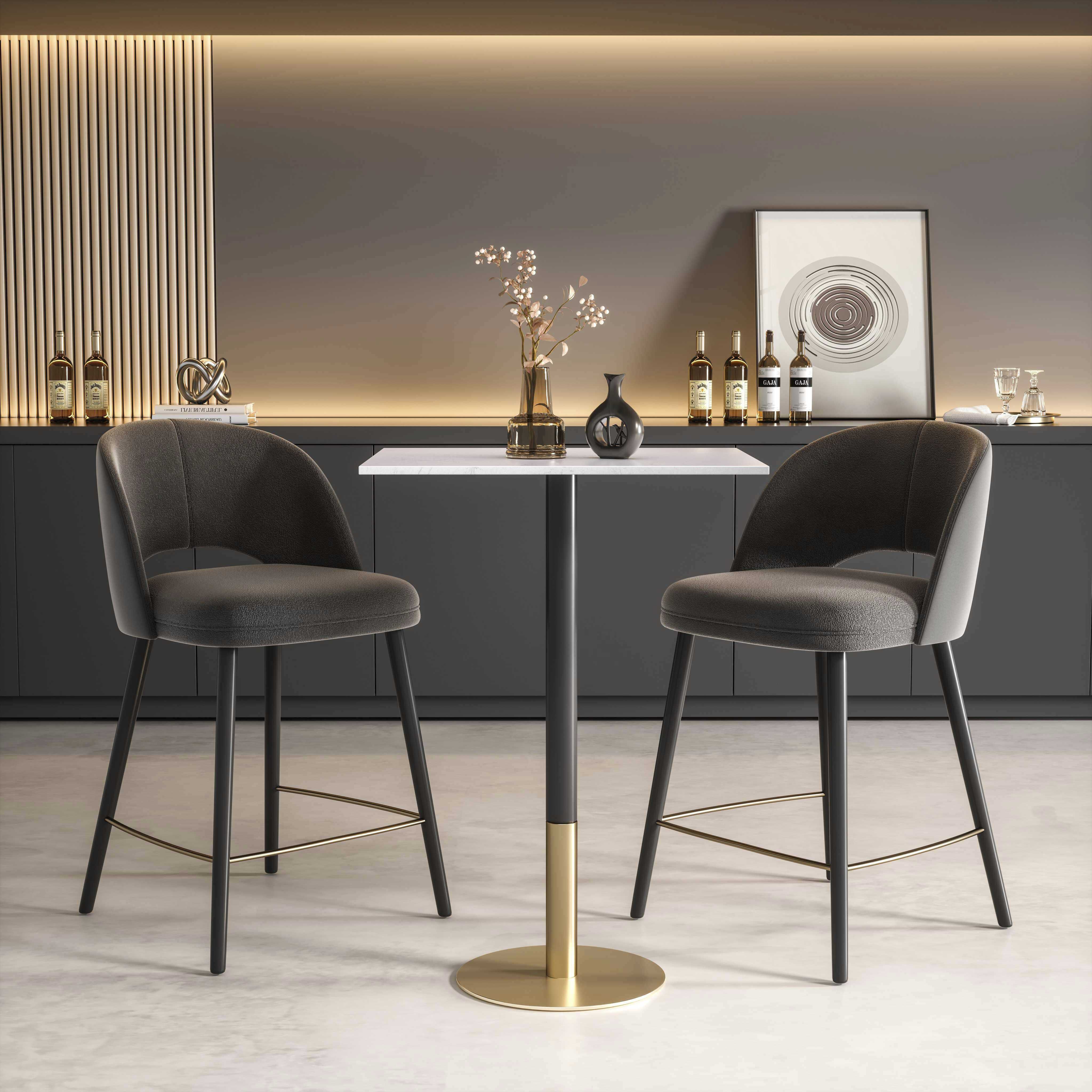 Ronan 39.5 X 28 inch White and Gold Pub Table