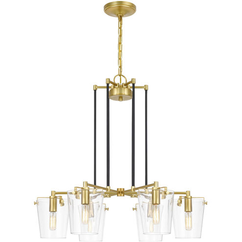 Arlo 6 Light 27 inch Black/Satin Brass Chandelier Ceiling Light