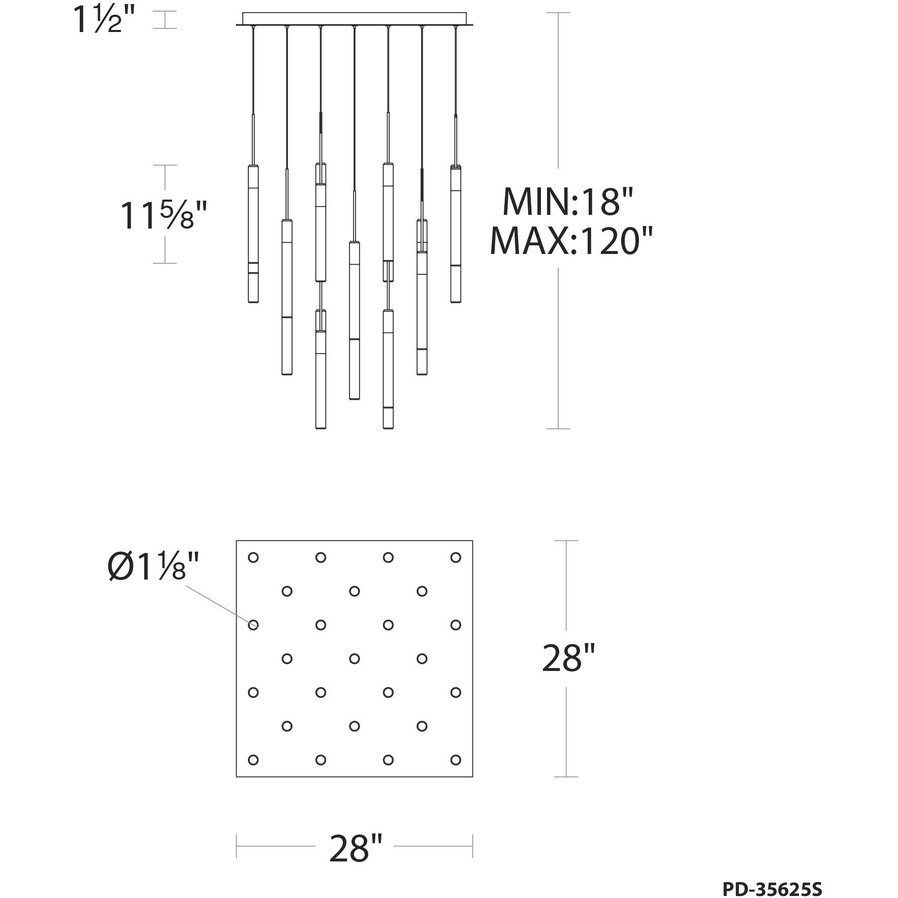 Magic 25 Light 28 inch Black Multi-Light Pendant Ceiling Light