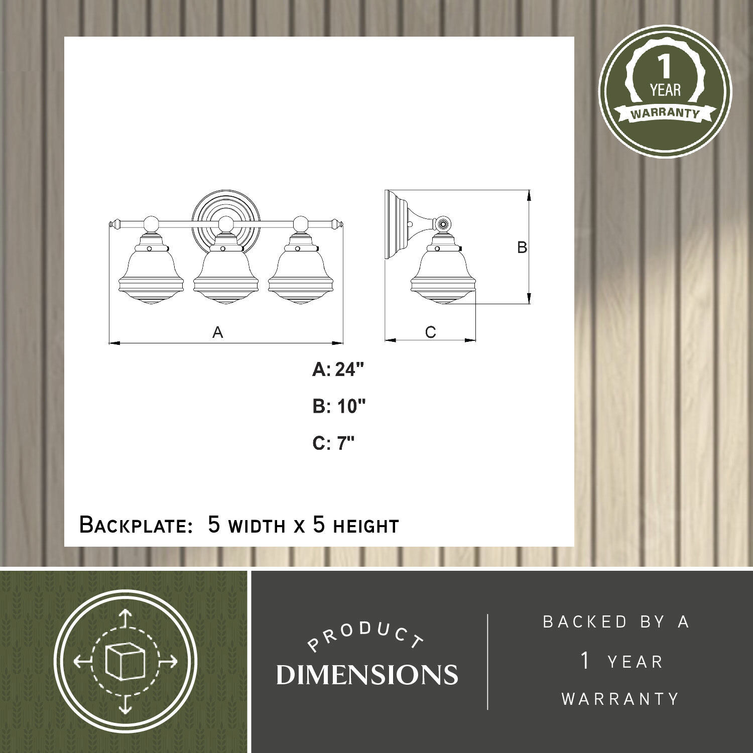 Huntley LED 24 inch Natural Brass Bathroom Light Wall Light