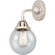 Nouveau 2 Beacon LED 6 inch Polished Nickel Sconce Wall Light in Seedy Glass