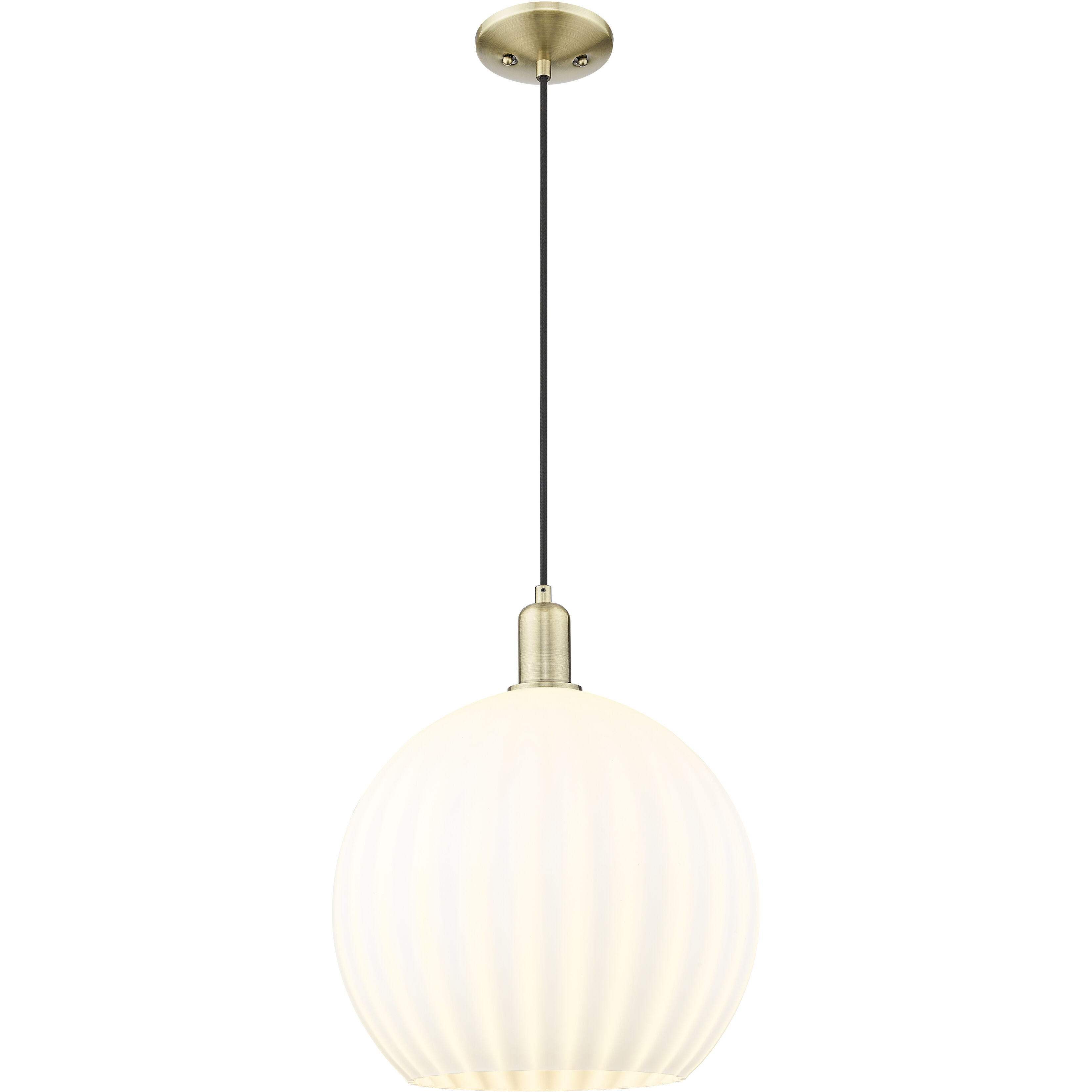 Arcadia White Venetian 1 Light 13.75 inch Antique Brass Mini Pendant Ceiling Light