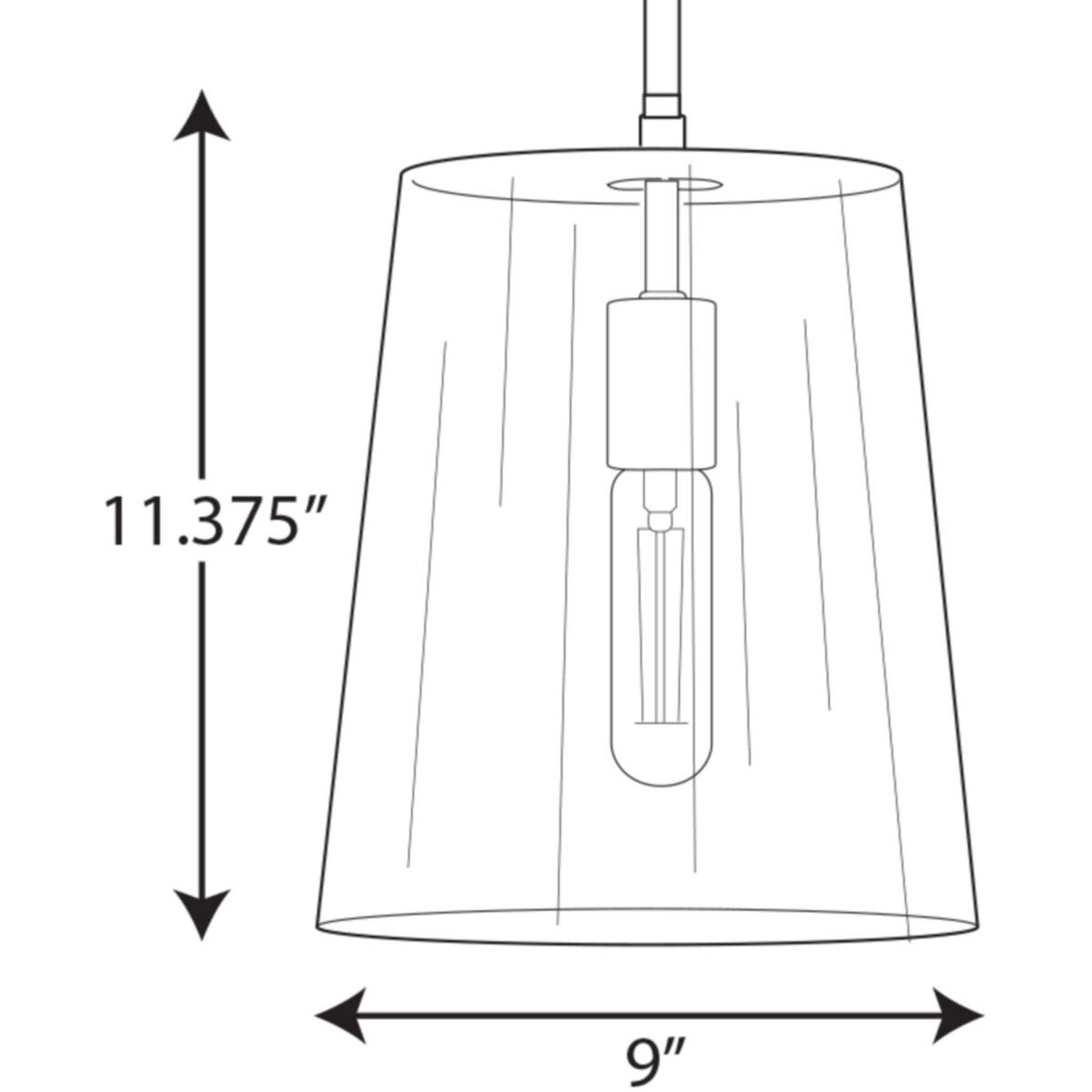 Clarion 1 Light Polished Nickel Pendant Ceiling Light, Small