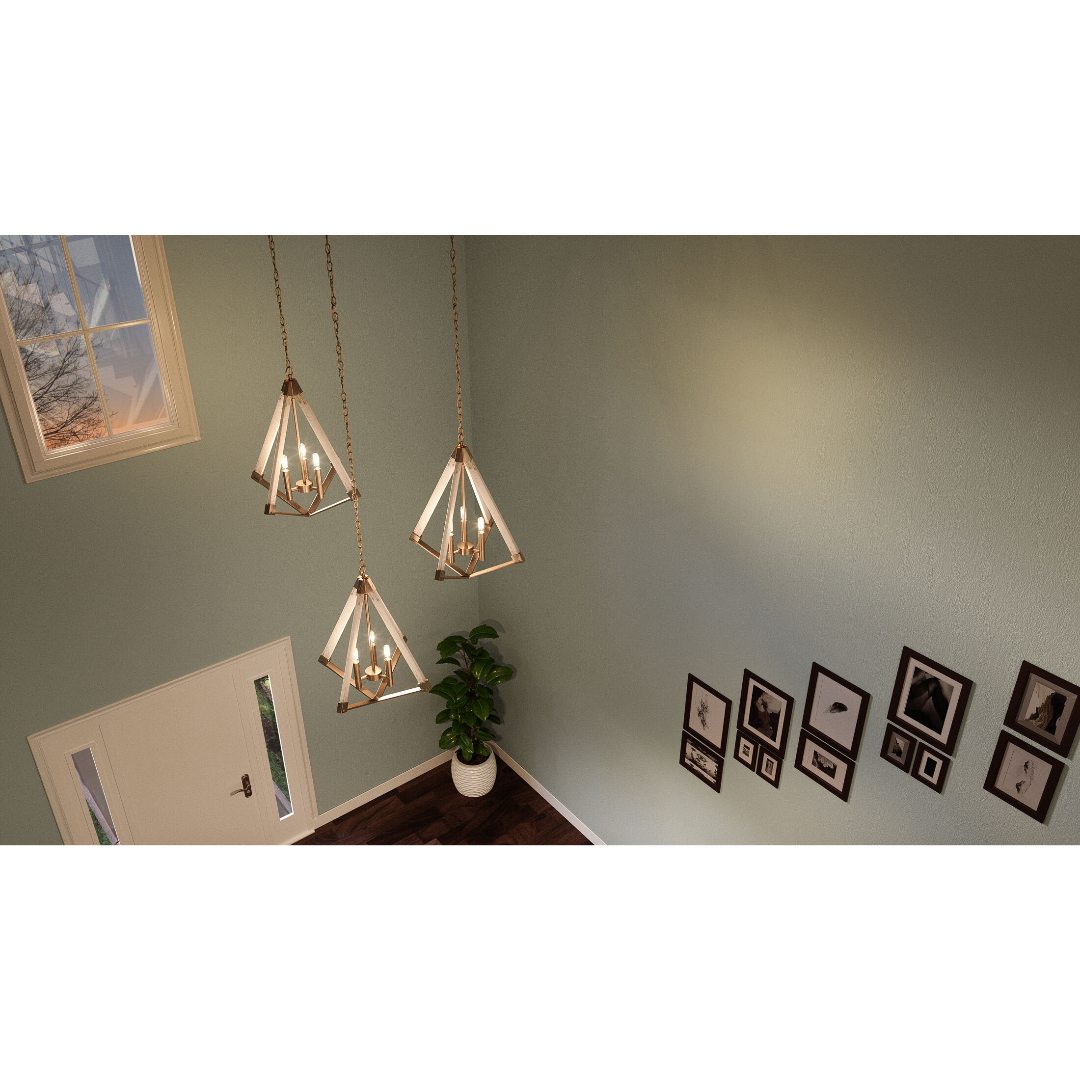 Viewpoint 3 Light 19.25 inch Weathered Brass Foyer Chandelier Ceiling Light