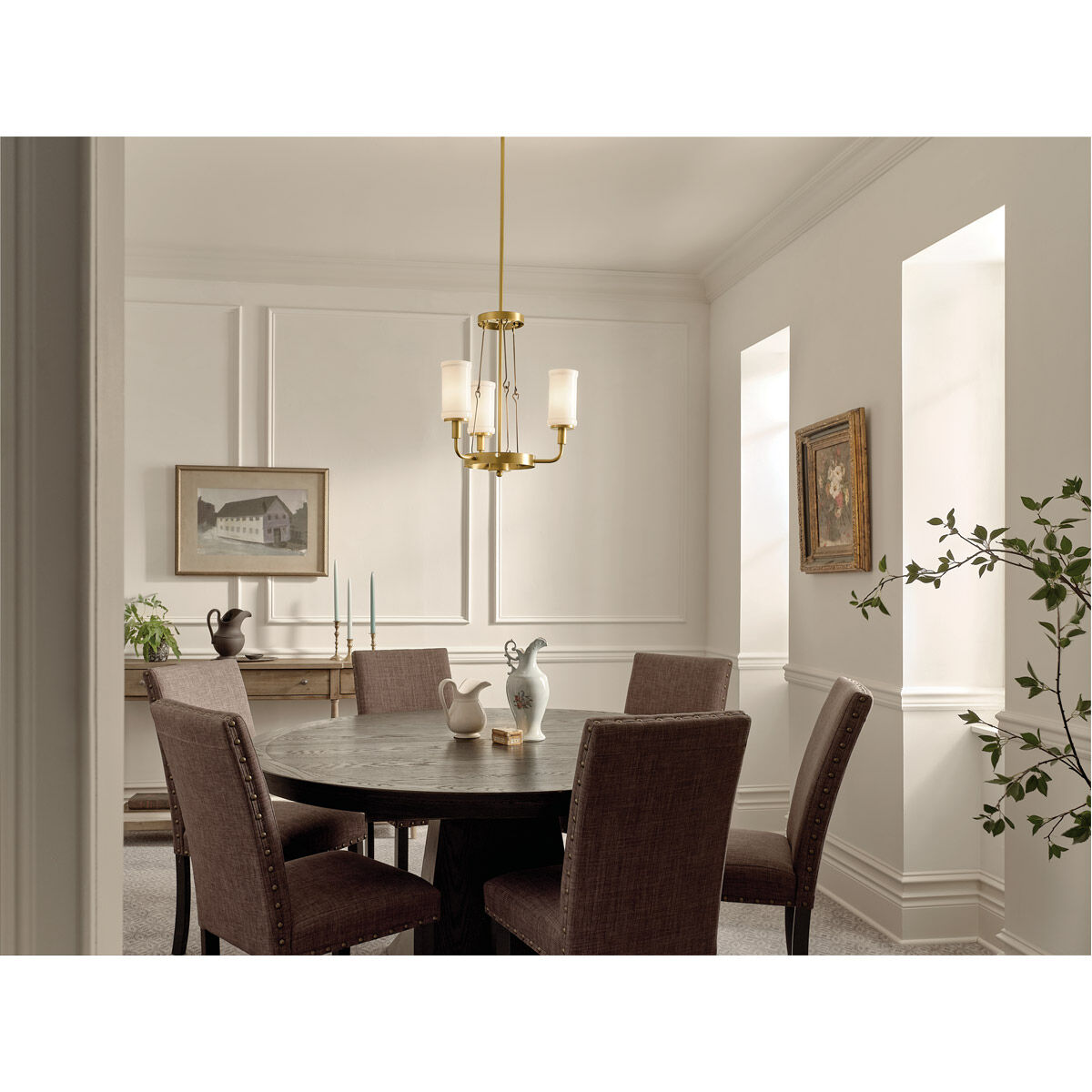 Homestead Vetivene 3 Light 20 inch Natural Brass Mini Chandelier Ceiling Light, Vetivene