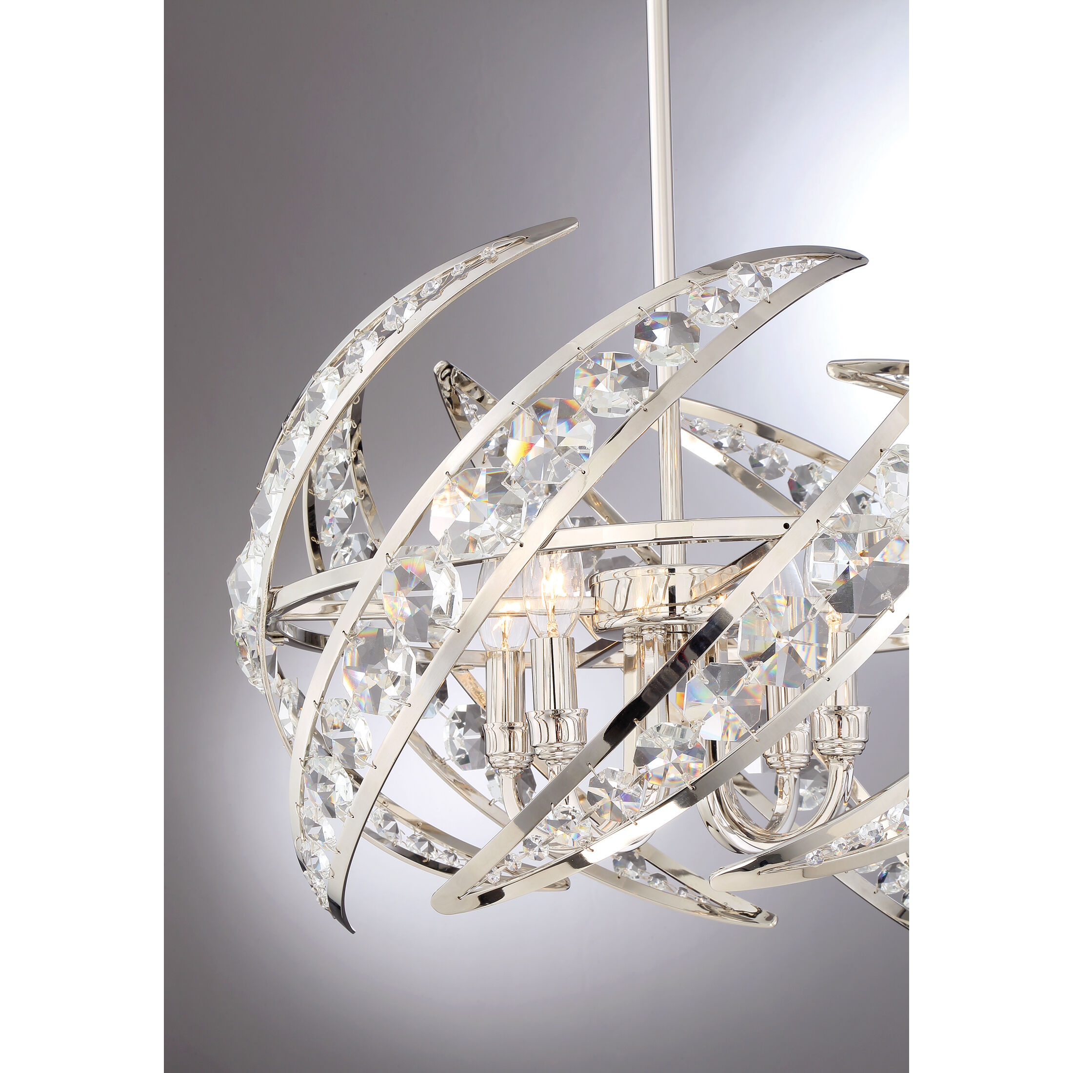 Crescent 4 Light 18 inch Polished Nickel Pendant Ceiling Light