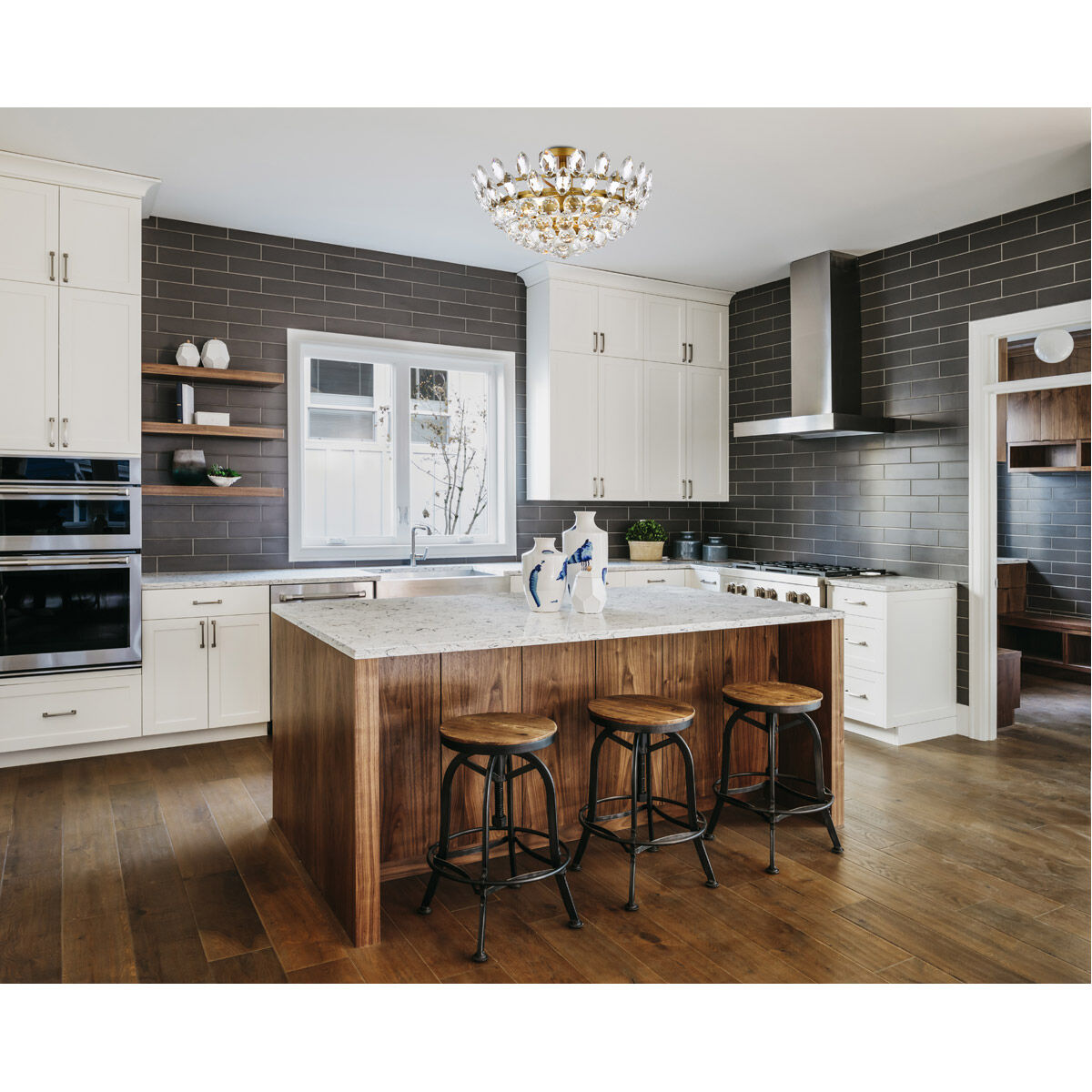 Emilia 5 Light 18 inch Brass Flush Mount Ceiling Light