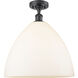 Edison Bristol Glass 1 Light 16 inch Matte Black Semi-Flush Mount Ceiling Light in Matte White Glass