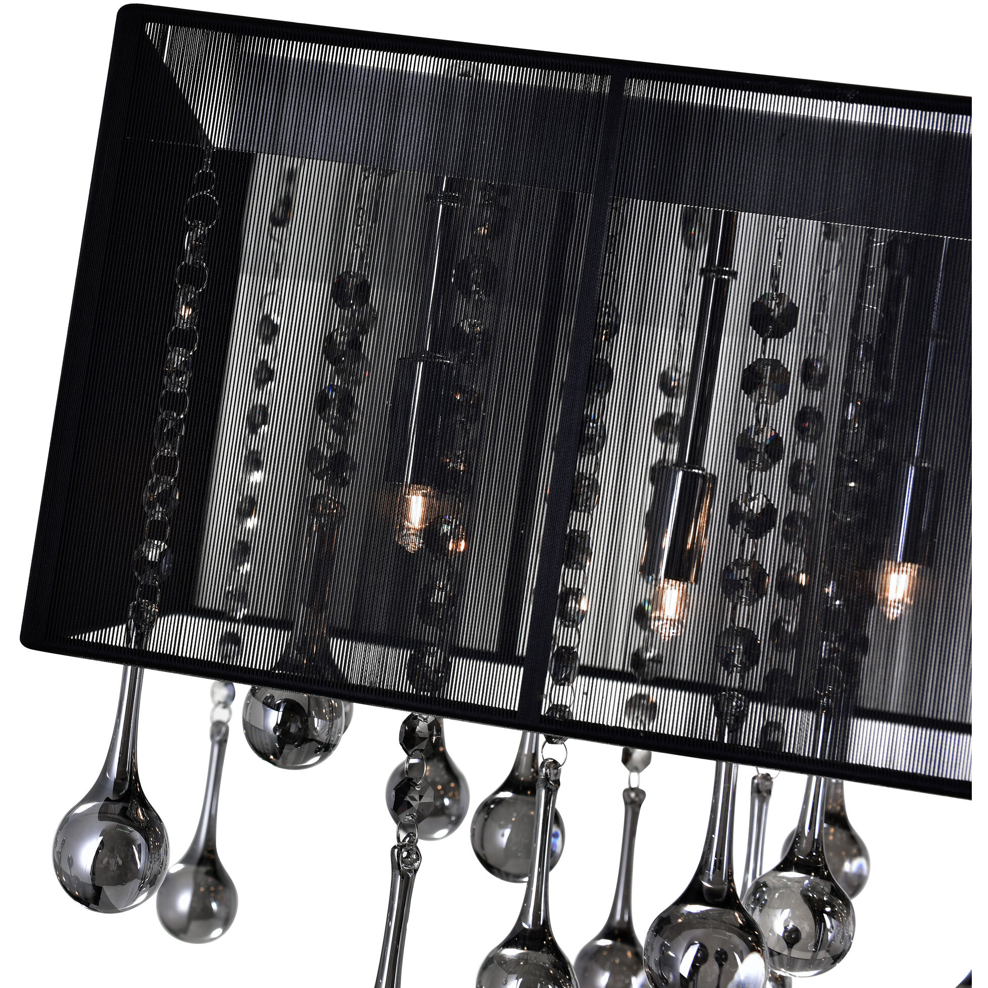Water Drop 17 Light 13 inch Chrome Drum Shade Chandelier Ceiling Light in Black / Smoke
