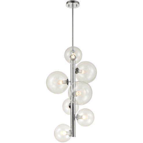 Courcelette 7 Light Chrome Foyer Pendant Ceiling Light in Clear Glass