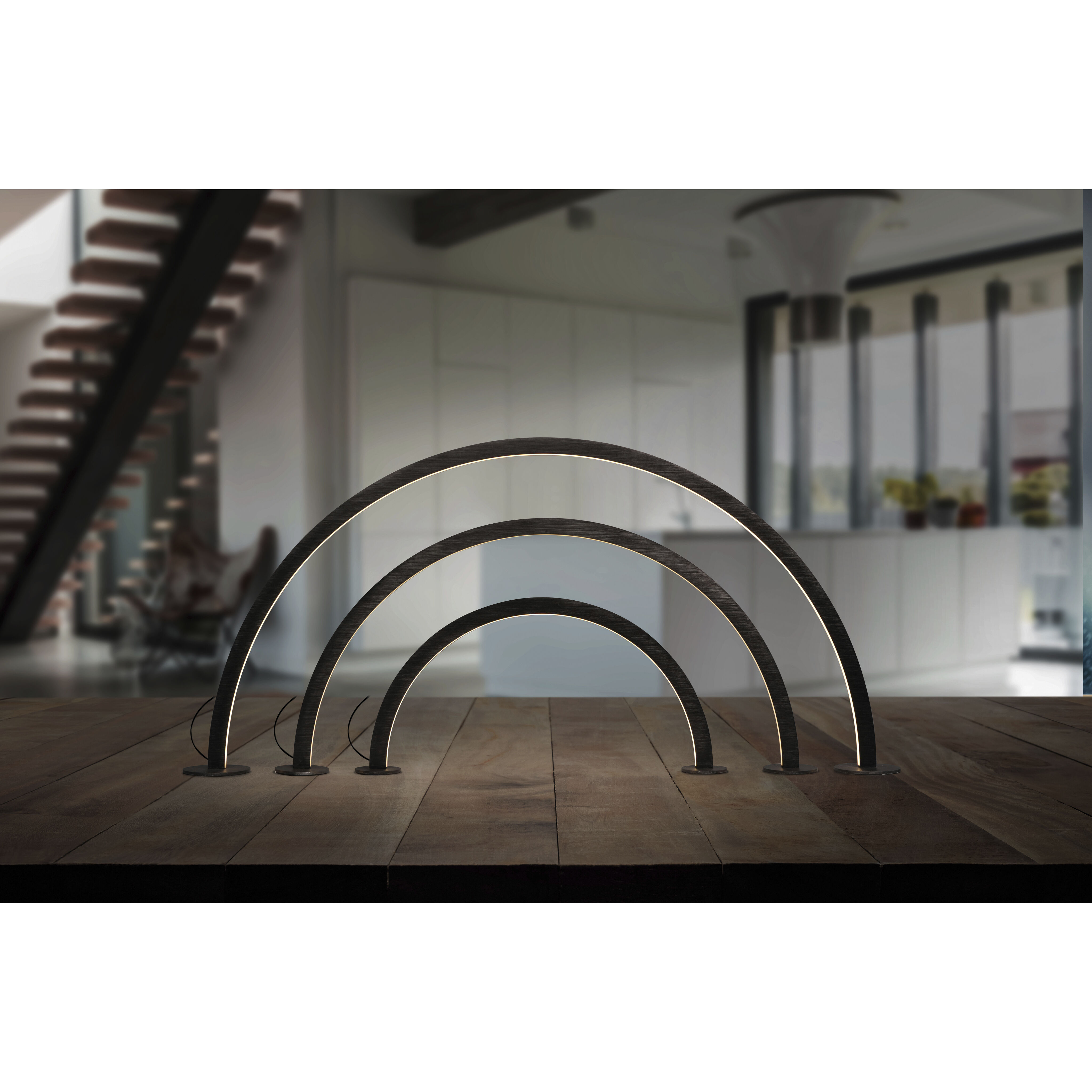 Arc 23 inch 28.5 watt Brushed Black Table Lamp Portable Light