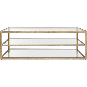Strie 54 X 34 inch Antique Brass with Clear Coffee Table