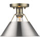 Orwell 1 Light 10 inch Aged Brass Flush Mount Ceiling Light in Pewter, Damp