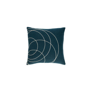Solid Bold 22 X 22 inch Dark Blue and Cream Throw Pillow