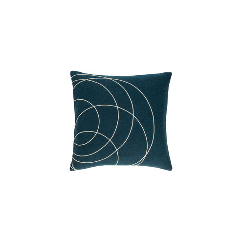Solid Bold 22 X 22 inch Dark Blue and Cream Throw Pillow