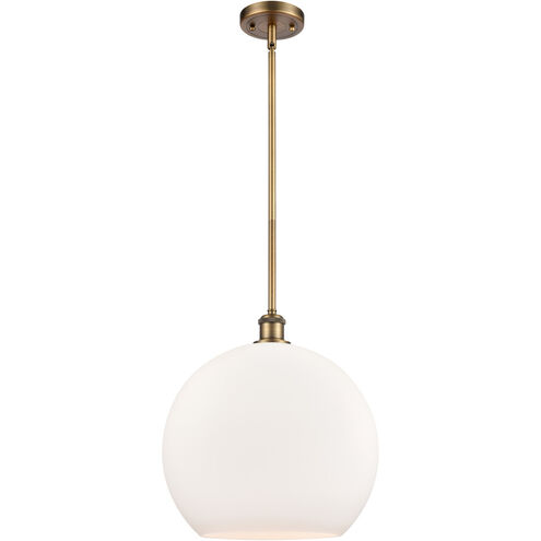 Ballston Athens LED 14 inch Brushed Brass Pendant Ceiling Light in Matte White Glass