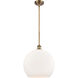 Ballston Athens LED 14 inch Brushed Brass Pendant Ceiling Light in Matte White Glass