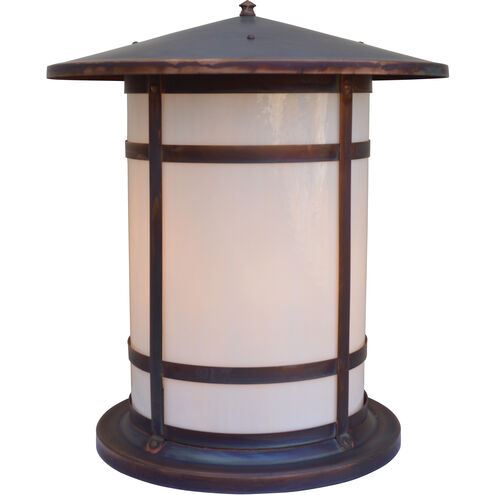 Berkeley 1 Light 19 inch Verdigris Patina Column Mount in White Opalescent