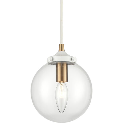 Boudreaux 1 Light 6 inch Matte White with Satin Brass Mini Pendant Ceiling Light