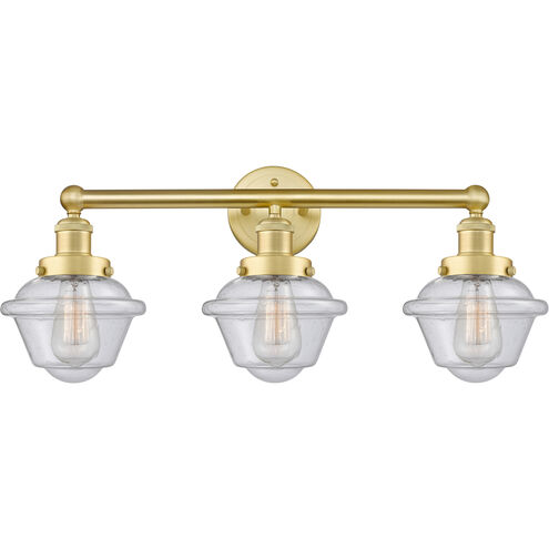 Oxford 3 Light 24.5 inch Satin Gold and Seedy Bath Vanity Light Wall Light