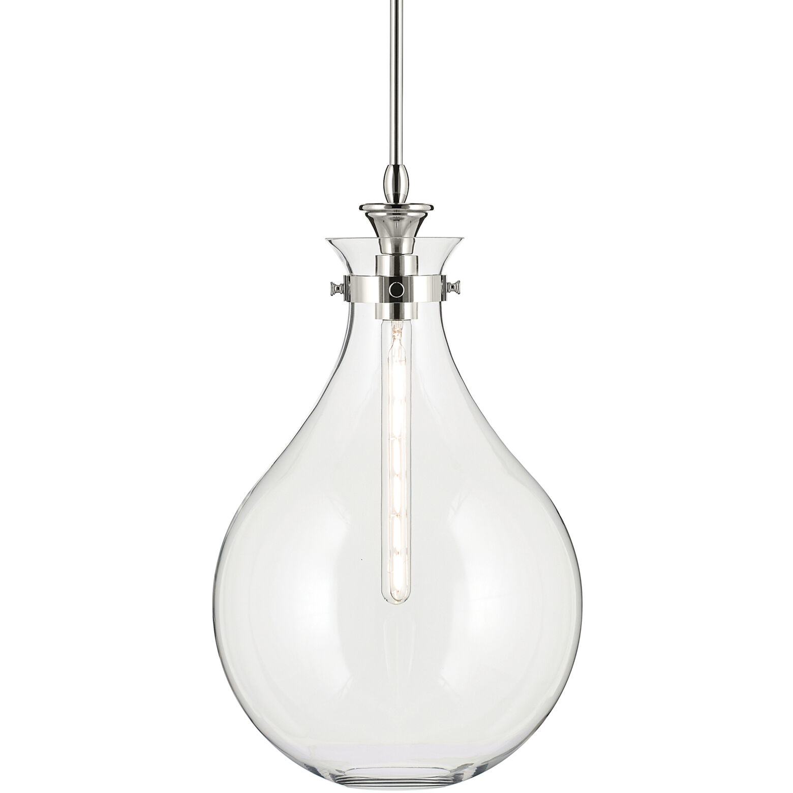 Laria 1 Light Polished Nickel Pendant Ceiling Light in Clear