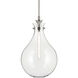 Laria 1 Light Polished Nickel Pendant Ceiling Light in Clear
