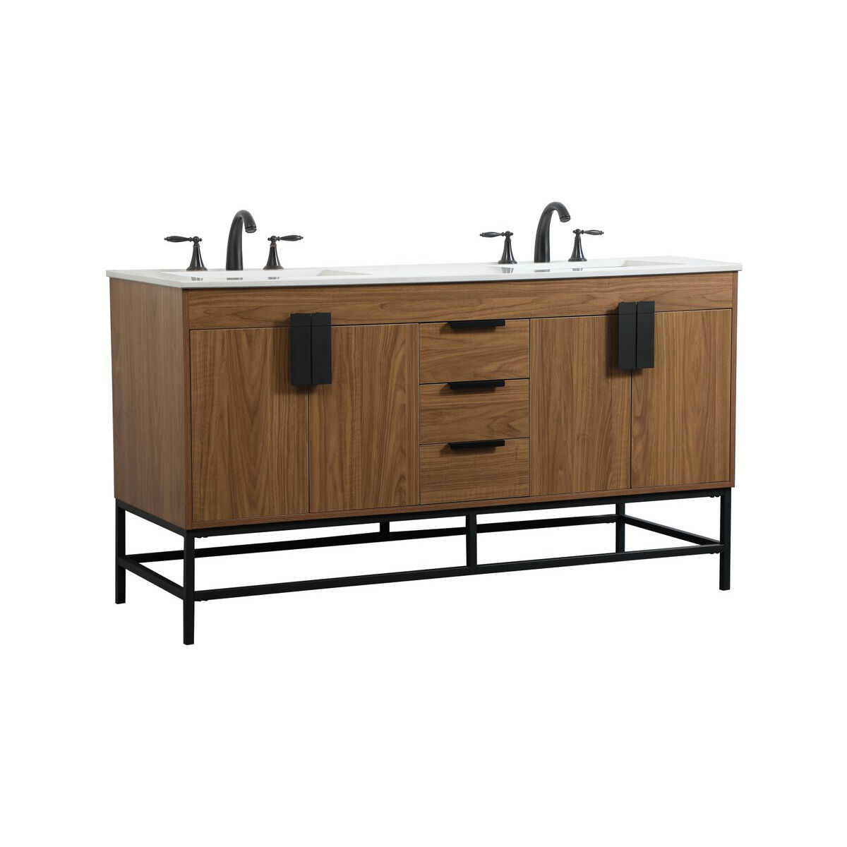 Eugene 60 X 22 X 34 inch Walnut Brown Vanity Sink Set