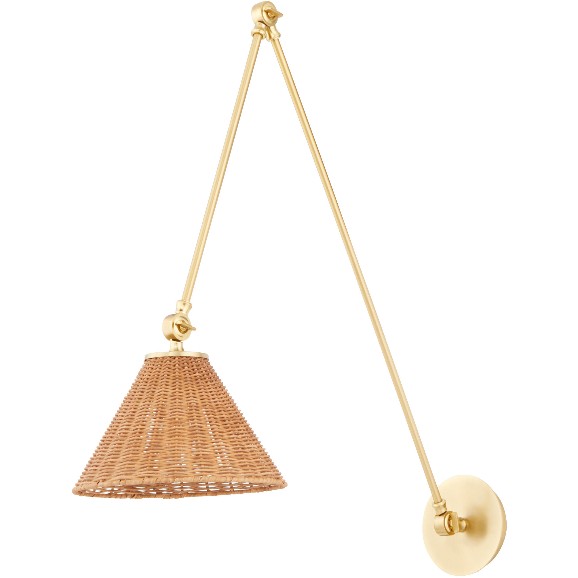 Wicker 1 Light 10 inch Aged Brass Wall Mount Wall Light