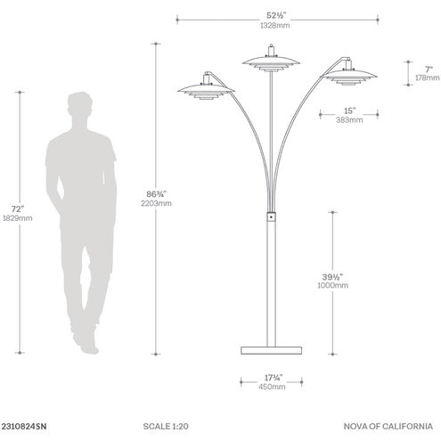 Rancho Mirage 87 inch 100.00 watt Satin Nickel Arc Floor Lamp Portable Light