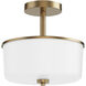 Fuller 2 Light 10.75 inch Natural Aged Brass Flush Mount Ceiling Light in White
