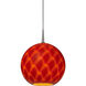 Sirena 1 Light 7.9 inch Chrome Pendant Ceiling Light in Red Glass