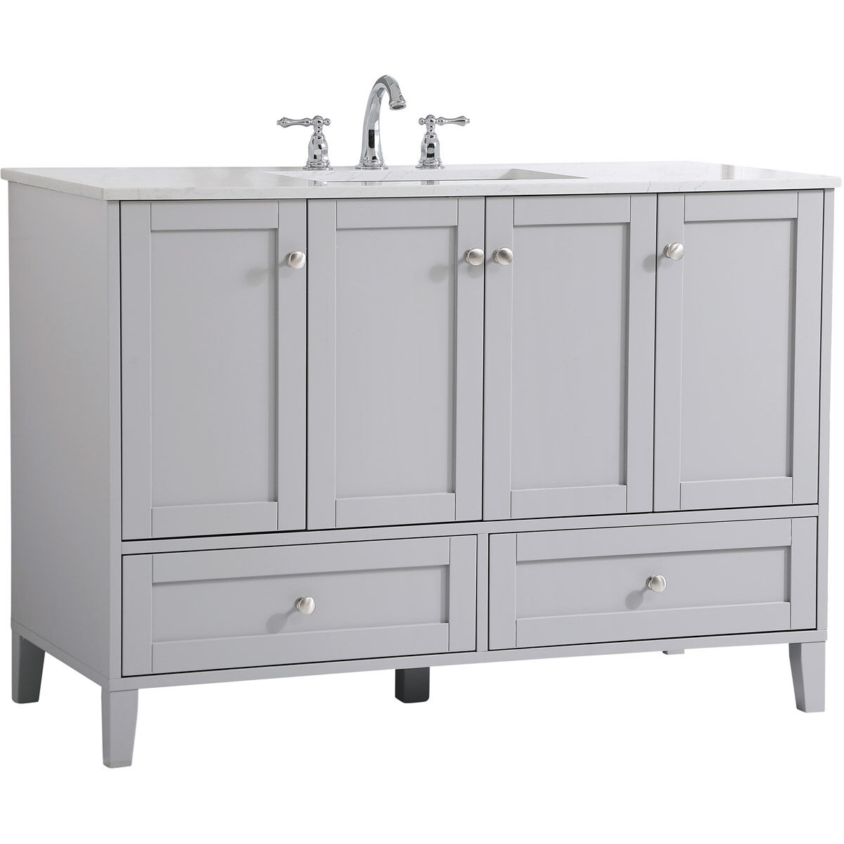 Sommerville 48 X 22 X 34 inch Grey and Brushed Nickel with Calacatta Quartz Vanity Sink Set