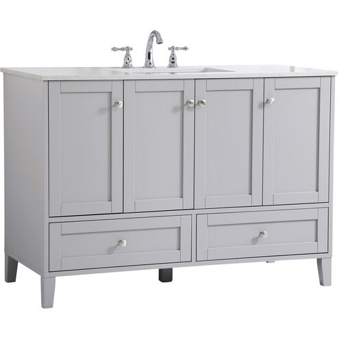 Sommerville 48 X 22 X 34 inch Grey and Brushed Nickel with Calacatta Quartz Vanity Sink Set