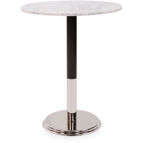 Micca Club Polished Silver with White Marble Bistro Table