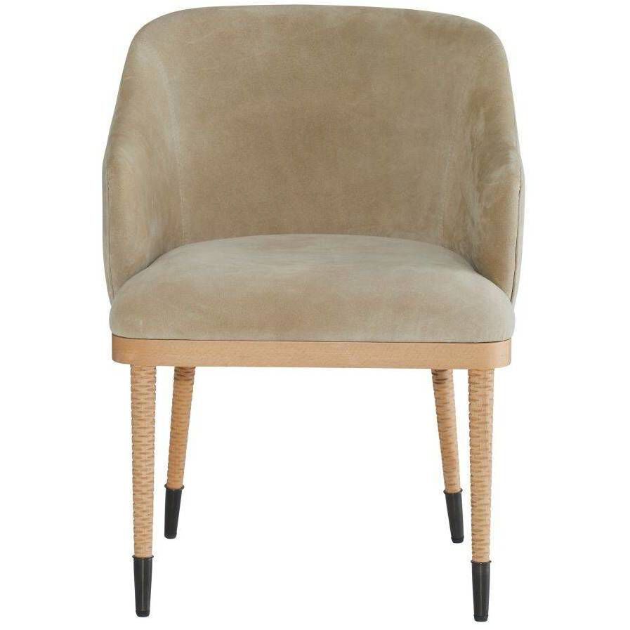 Hershel Taupe Suede and Blonde Beech Wood with Blackened Bronze Dining Chair