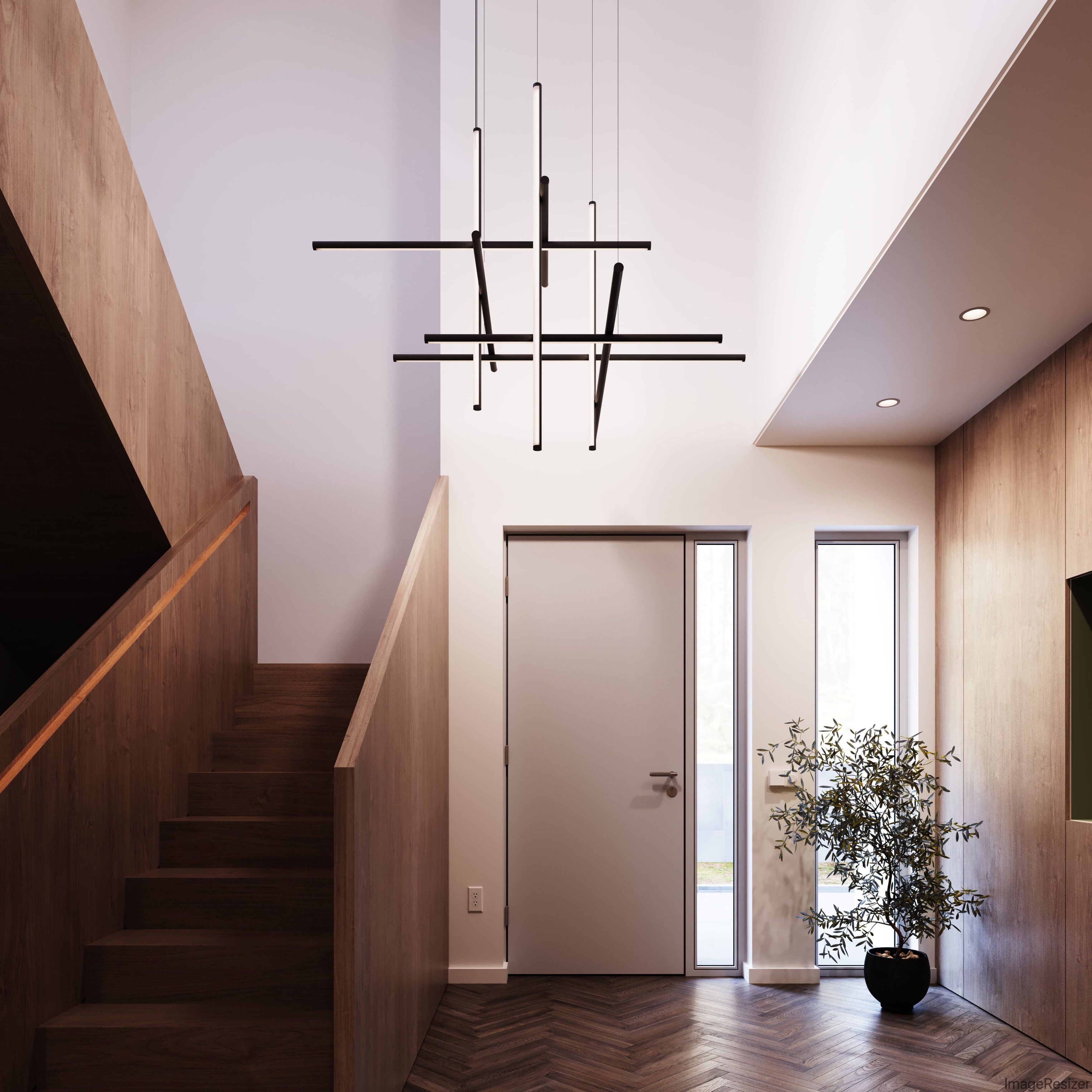 Labyrinth LED 61 inch Satin Black Chandelier Ceiling Light