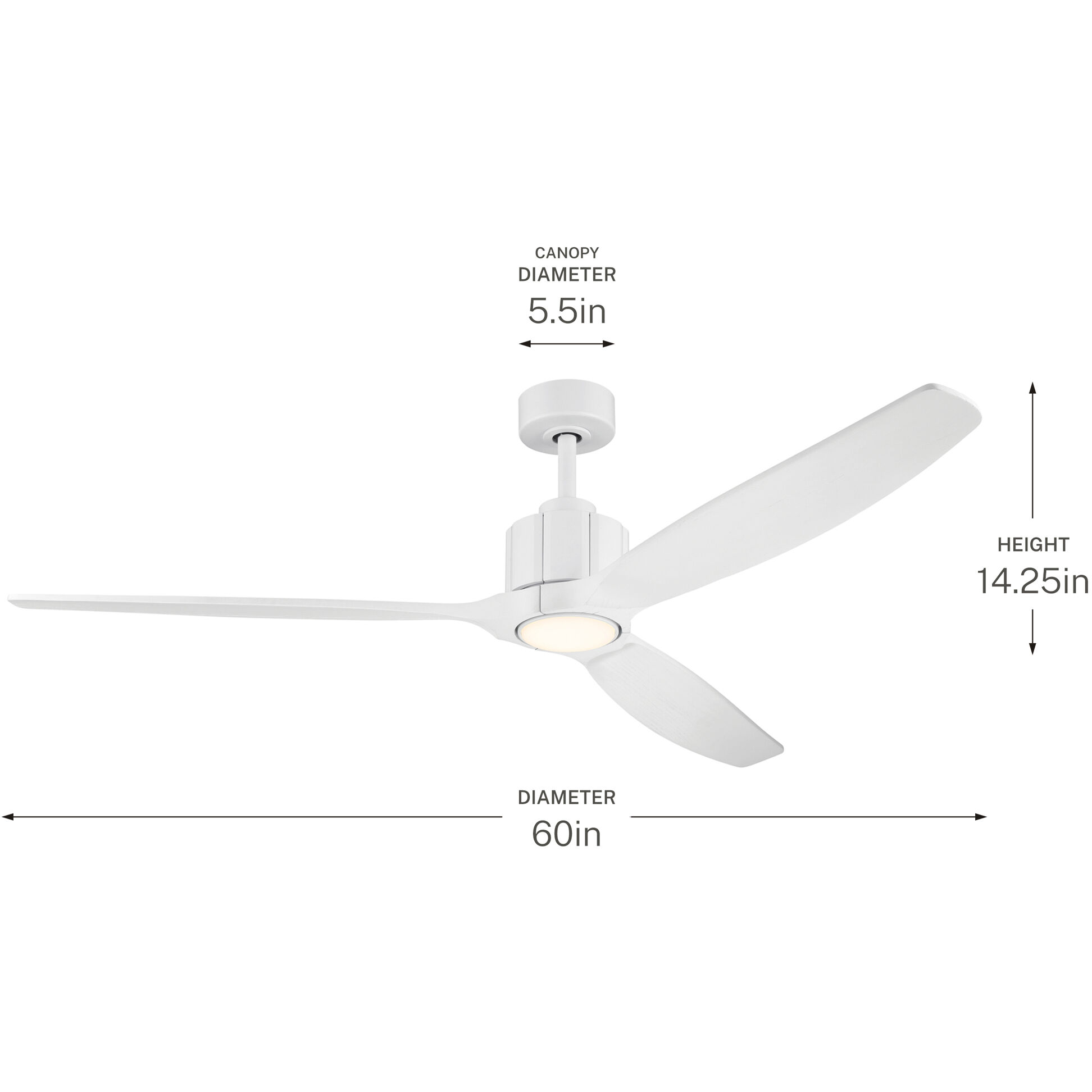 Calyx 60 inch Matte White with Solid Wood Matte White Blades Indoor Ceiling Fan